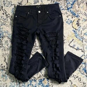 Kroix Premium Denim Black Distressed Skinny Jeans Girls Size 14